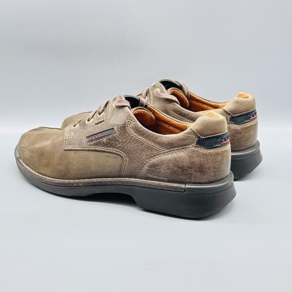 Ecco Shoes Mens 10.5 Brown Leather Light Shock Point Casual Lace Up Walking